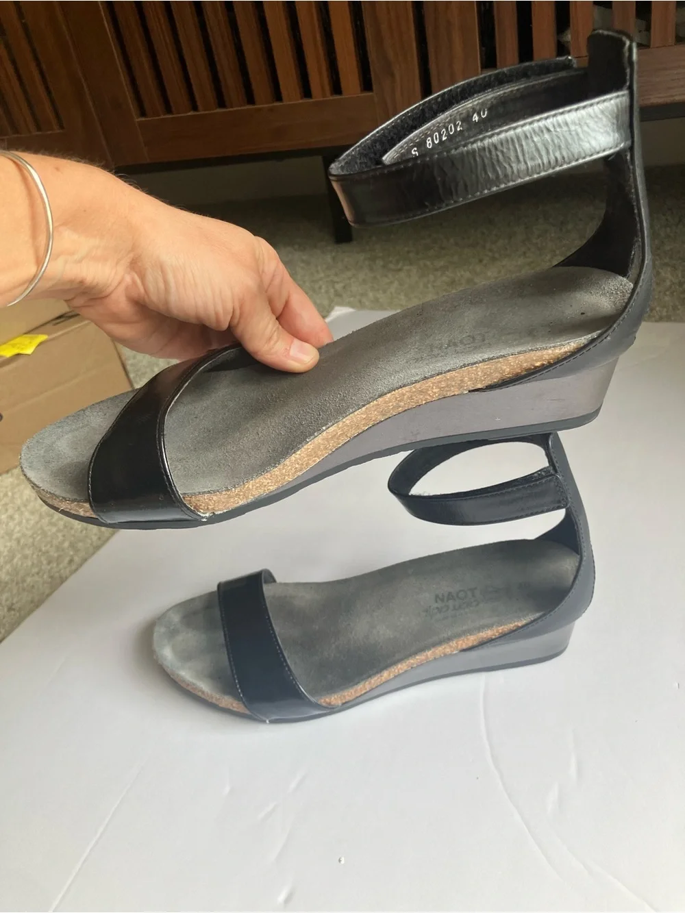 Naot Pixie Wedge Sandals Black 40